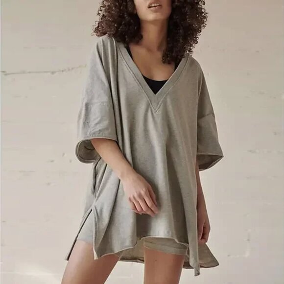 Free People Movement Hot Shot Reversible Short Sleeve Top Heather Gray small - Picture 1 of 9